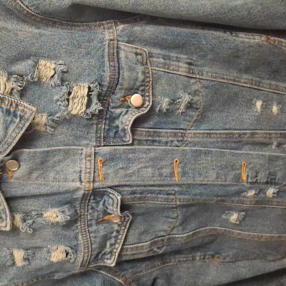 Hyped Unicorp Distress Denim Blue Jean Jacket, Size M